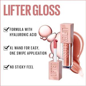Buy 1 Get 2 Free ( 3 pieces ) Maybelline Lifter Gloss - With Hyaluronic Acid, Hydrating Lip Gloss, Plumping Lip Balm