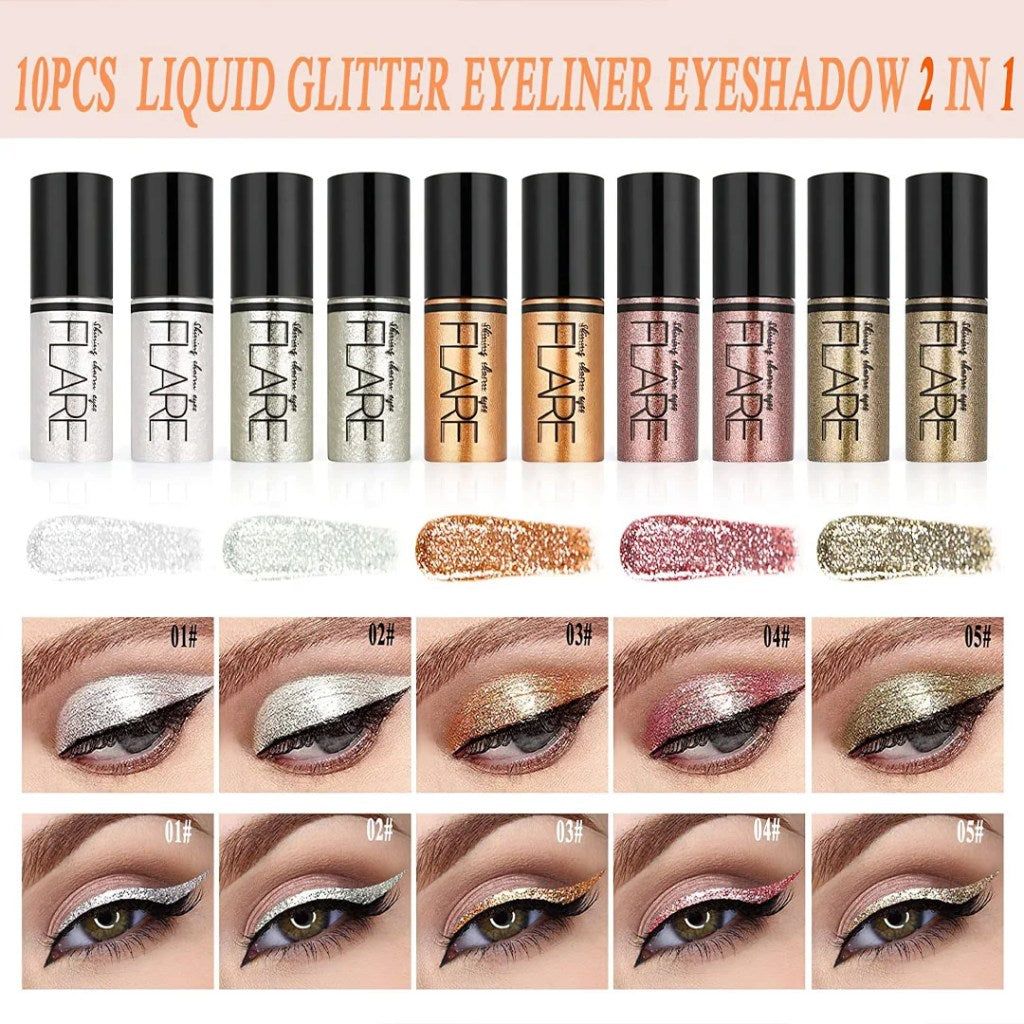 Kit 10 Colors Flair Glitter Eyeliner